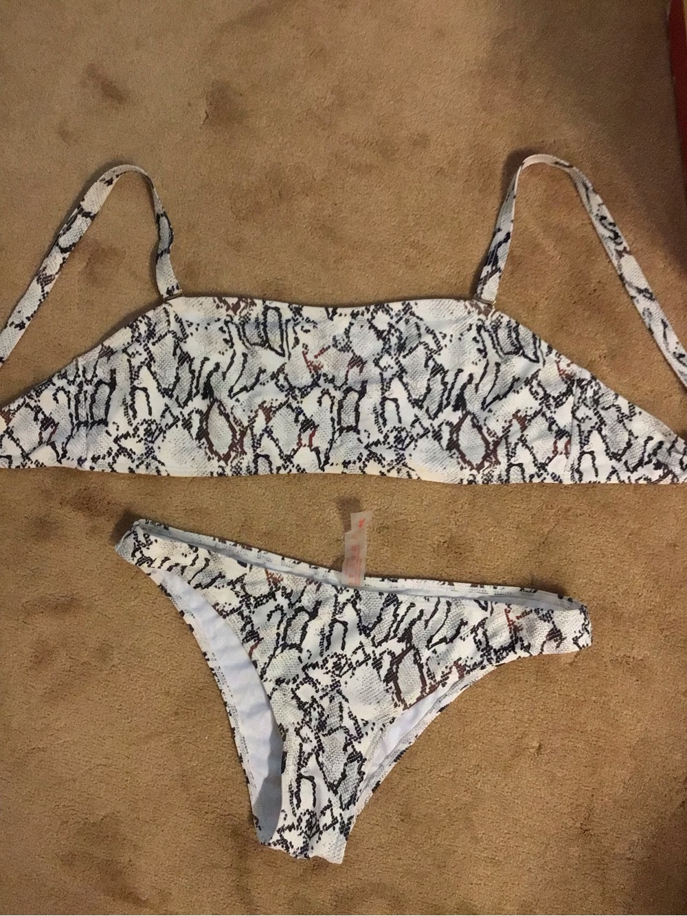 White Snakeskin Print Bikini Set